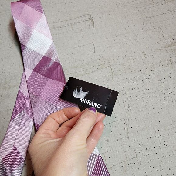 Nwt Murano Mens Pink Plaid Neck Tie Silk Italy Preppy Baby Holiday Church Gift - Picture 5 of 7